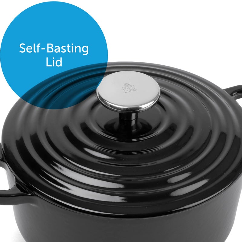 BK Cookware Bourgogne Enameled Cast Iron 2.6QT Dutch Oven, Jet Black - Image 2